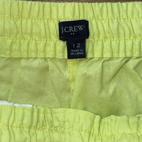 J.CREW  WOMEN’S LINEN-COTTON BLEND DRAWSTRING CAPRI  PANTS YELLOW GREEN SIZE 12 - Picture 7 of 8